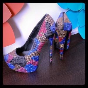 Blinged out strut your stuff heels